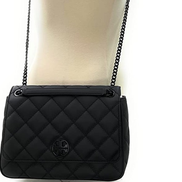 Tory Burch LARGE All Black Matte Quilted Willa Bag Large - Picture 3 of 6